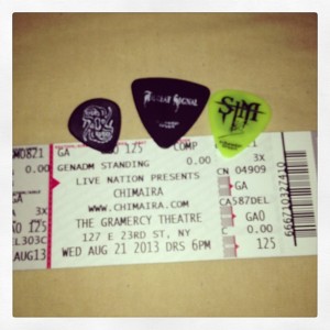 Threat Signal guitar picks and a special Scar The Martyr guitar pick from my friend Dc who was able to snag that at the concert. 