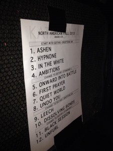 The Uncrowned & Vertikal Tour set list for Katatonia.