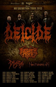 Deicide's "No Salvation Tour" Flyer with dates and band listing.