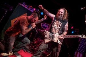 Jose Mangin of SIRIUS XM "Octane" joins Soulfly's Max Cavalera on stage for a song. 