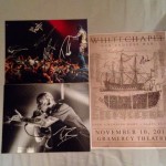 Autographed photos of Upon A Burning Body (Top Left). Phil Bozeman of Whitechapel (Bottom Right) and Ful band poster of Whitechapel (Right)